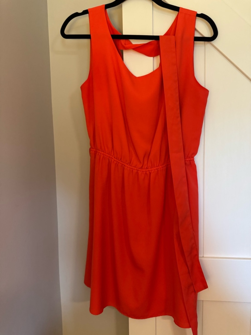 GAP Bright Orange Scoop Neck Dress with Tie Waist Detail